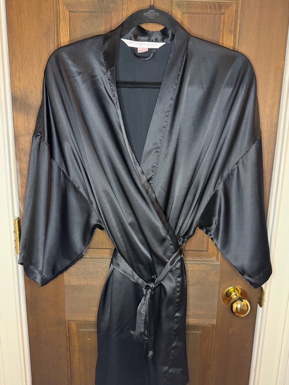 Victoria's Secret Black Satin Robe One Size OS